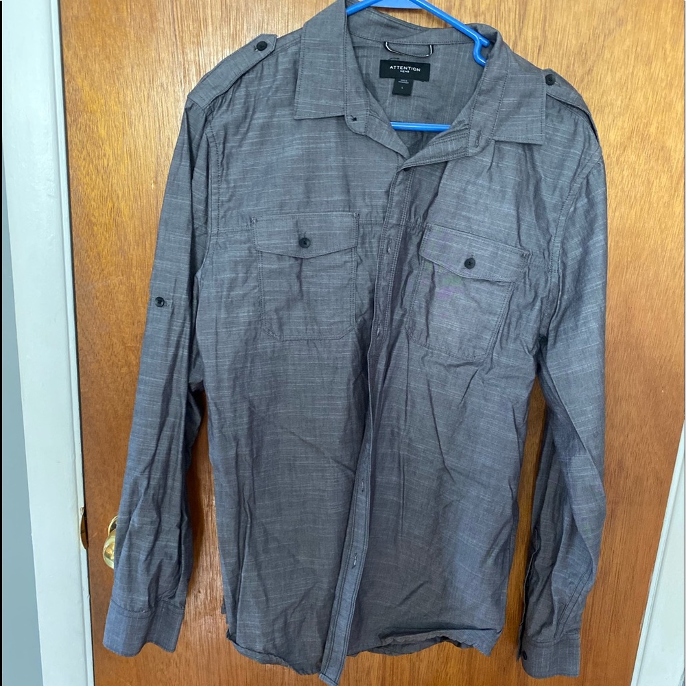 Men’s Gray Button Down Shirt
